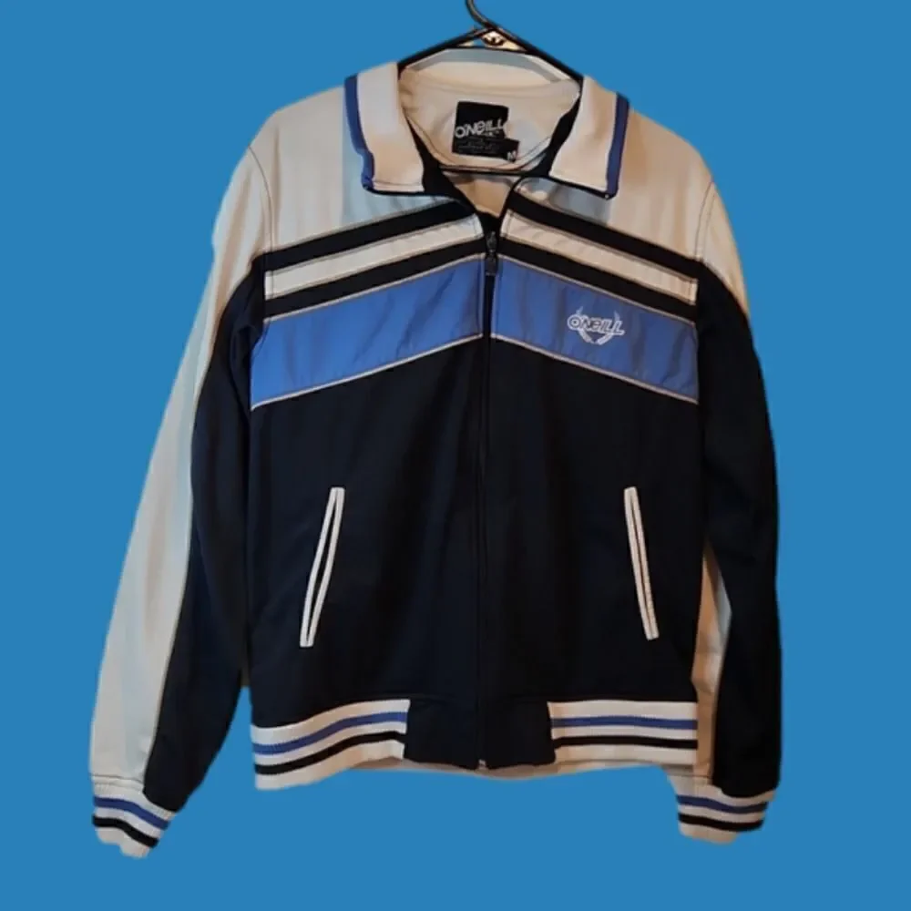 Vintage O’Neil Zip Up Navy White Jacket Polyester W/Logo Surfer Classic Style M